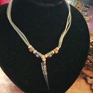 Nature Stones, Beads, & Twine Necklace 23"